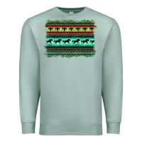Seafoam turquoise aztec bullskull and horse Premium Sweatshirt - BarkalooDesign