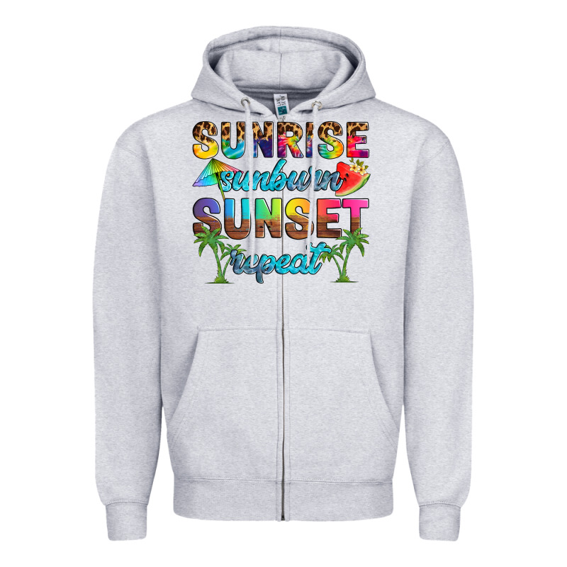 Sunrise Sunburn Sunset Repeat Zipper Hoodie by Artiststas | Teevron