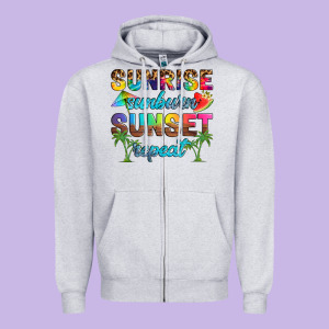 Sunrise Sunburn Sunset Repeat Zipper Hoodie Designed By Artiststas