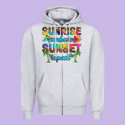 Sunrise Sunburn Sunset Repeat Zipper Hoodie Designed By Artiststas