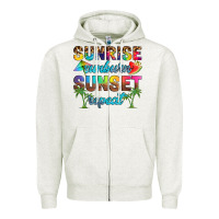 Oatmeal Heather sunrise sunburn sunset repeat Zipper Hoodie - Artiststas