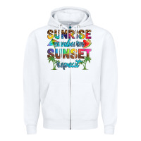 White sunrise sunburn sunset repeat Zipper Hoodie - Artiststas