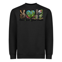 Black Peace Love Giant Panda Heavyweight Sweatshirt - LillyAllenDesigns