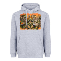 Heather Grey camouflage bunny background Heavyweight Hoodie - BarkalooDesign