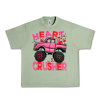 Oil Green Heart crusher pink monster truck Valentine's Day Urban Heavy Tee - HowdyJamesFarm