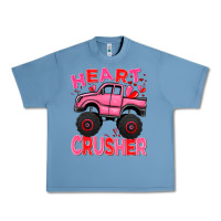 Pebble Blue Heart crusher pink monster truck Valentine's Day Urban Heavy Tee - HowdyJamesFarm