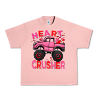 Salmon Heart crusher pink monster truck Valentine's Day Urban Heavy Tee - HowdyJamesFarm