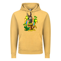 Vintage Mustard St. Patrick's Donkey with balloon Vintage Hoodie - HowdyJamesFarm