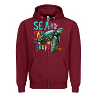 Burgundy sea you soon with sea turtle Zipper Hoodie - Artiststas