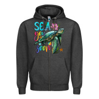 Charcoal Heather sea you soon with sea turtle Zipper Hoodie - Artiststas