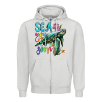 Dove Grey sea you soon with sea turtle Zipper Hoodie - Artiststas