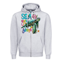 Heather Grey sea you soon with sea turtle Zipper Hoodie - Artiststas