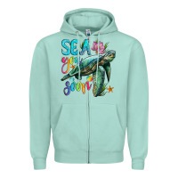 Seafoam sea you soon with sea turtle Zipper Hoodie - Artiststas