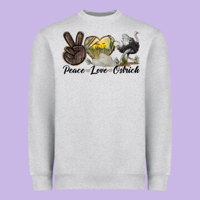 Peace Love Ostrich Heavyweight Sweatshirt Designed By Lillyallendesigns