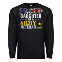 Black proud daughter of a army veteran american flag military gift Premium Sweatshirt - longCreatives