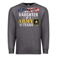Charcoal Heather proud daughter of a army veteran american flag military gift Premium Sweatshirt - longCreatives