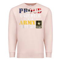 Pale Pink proud daughter of a army veteran american flag military gift Premium Sweatshirt - longCreatives