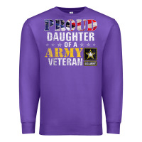 Purple proud daughter of a army veteran american flag military gift Premium Sweatshirt - longCreatives