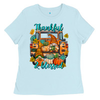 Baby Blue Thankful Blessed Ladies Tee - texasbilliewilder