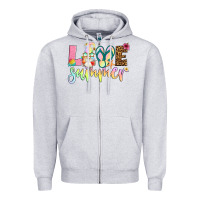 Heather Grey love summer with gnome Zipper Hoodie - Artiststas
