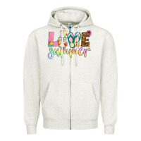 Oatmeal Heather love summer with gnome Zipper Hoodie - Artiststas