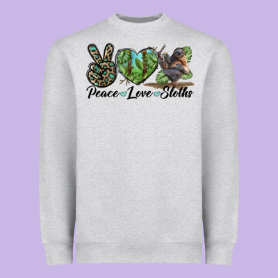 Peace Love Sloths Heavyweight Sweatshirt Designed By Lillyallendesigns
