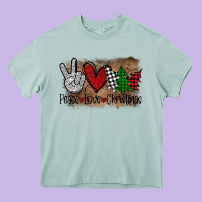 Peace Love Christmas Heavy Core Tee Designed By Bettercallsaul
