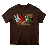 Chocolate Brown Peace Love Christmas Heavy Core Tee - Bettercallsaul