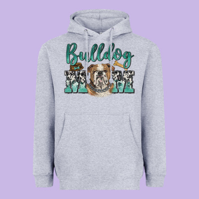 Bulldog Mom Heavyweight Hoodie Designed By Barkaloodesign