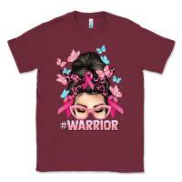 Burgundy Warrior Cancer messy bun Cancer Awareness Classic Tee - HowdyJamesFarm
