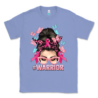 Colony Blue Warrior Cancer messy bun Cancer Awareness Classic Tee - HowdyJamesFarm