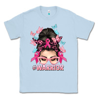 Dusty Blue Warrior Cancer messy bun Cancer Awareness Classic Tee - HowdyJamesFarm