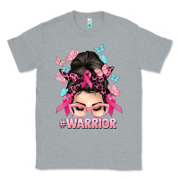 Heather Grey Warrior Cancer messy bun Cancer Awareness Classic Tee - HowdyJamesFarm