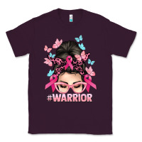 Plum Warrior Cancer messy bun Cancer Awareness Classic Tee - HowdyJamesFarm