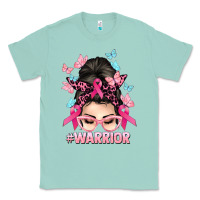 Seafoam Warrior Cancer messy bun Cancer Awareness Classic Tee - HowdyJamesFarm