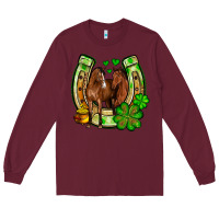Burgundy St. Patrick's Day horse horseshoe Long Sleeve Tee - OliviaCreatesArt