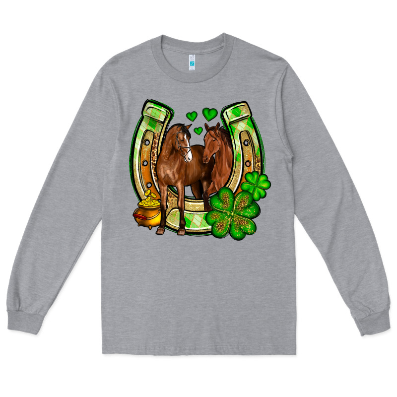 St. Patrick's Day Horse Horseshoe Long Sleeve Tee by OliviaCreatesArt | Teevron