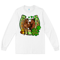 White St. Patrick's Day horse horseshoe Long Sleeve Tee - OliviaCreatesArt