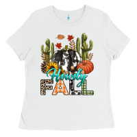White Howdy Fall Ladies Tee - texasbilliewilder