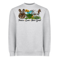 Heather Grey peace love boer goat Heavyweight Sweatshirt - LillyAllenDesigns