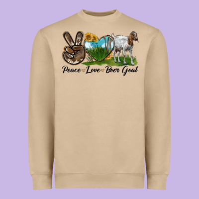 Peace Love Boer Goat Heavyweight Sweatshirt Designed By Lillyallendesigns