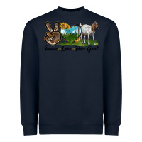Navy peace love boer goat Heavyweight Sweatshirt - LillyAllenDesigns