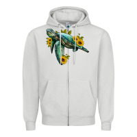Dove Grey sea turtle with sunflowers Zipper Hoodie - Artiststas