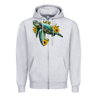Sea Turtle With Sunflowers Zipper Hoodie | Teevron