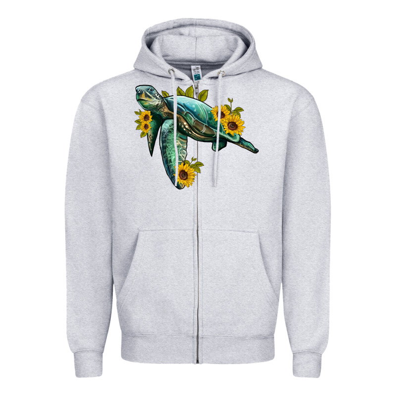 Sea Turtle With Sunflowers Zipper Hoodie by Artiststas | Teevron