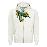 Oatmeal Heather sea turtle with sunflowers Zipper Hoodie - Artiststas