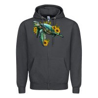 Smoke sea turtle with sunflowers Zipper Hoodie - Artiststas
