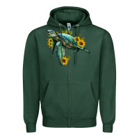 Sports Green sea turtle with sunflowers Zipper Hoodie - Artiststas