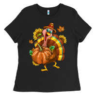 Black Thanksgiving Turkey Ladies Tee - texasbilliewilder