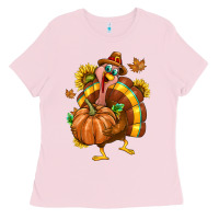 Bubblegum Pink Thanksgiving Turkey Ladies Tee - texasbilliewilder